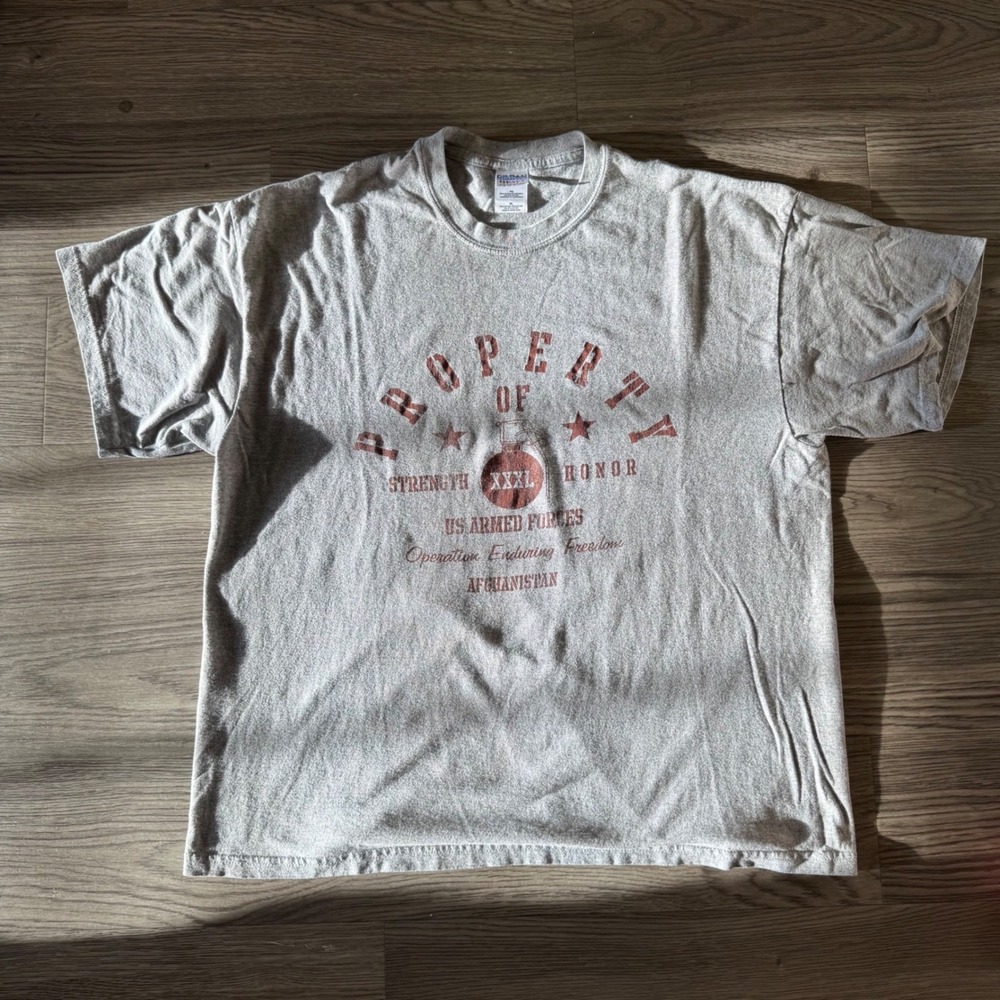 Vintage Y2K Gildan US Armed Forces Afghanistan T-Shirt XL Gray Military Tee